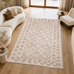 Tapis kilim géométrique, tissé à plat en laine, VIFESA