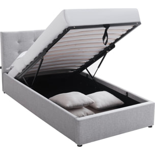 Lit coffre avec tête de lit en tissu - TINA