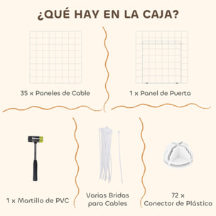 Valla Metálica para Mascotas de 36 Paneles, Jaula para Animales Pequeños, Forma Personalizable, Jaula para Conejos, Cobayas, Chinchillas, Gatitos, 146x73x73 cm, Blanco