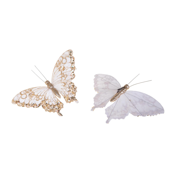 Farfalle con clip e paillette - Pezzi 4 - BIANCO - Bianchi Dino SpA