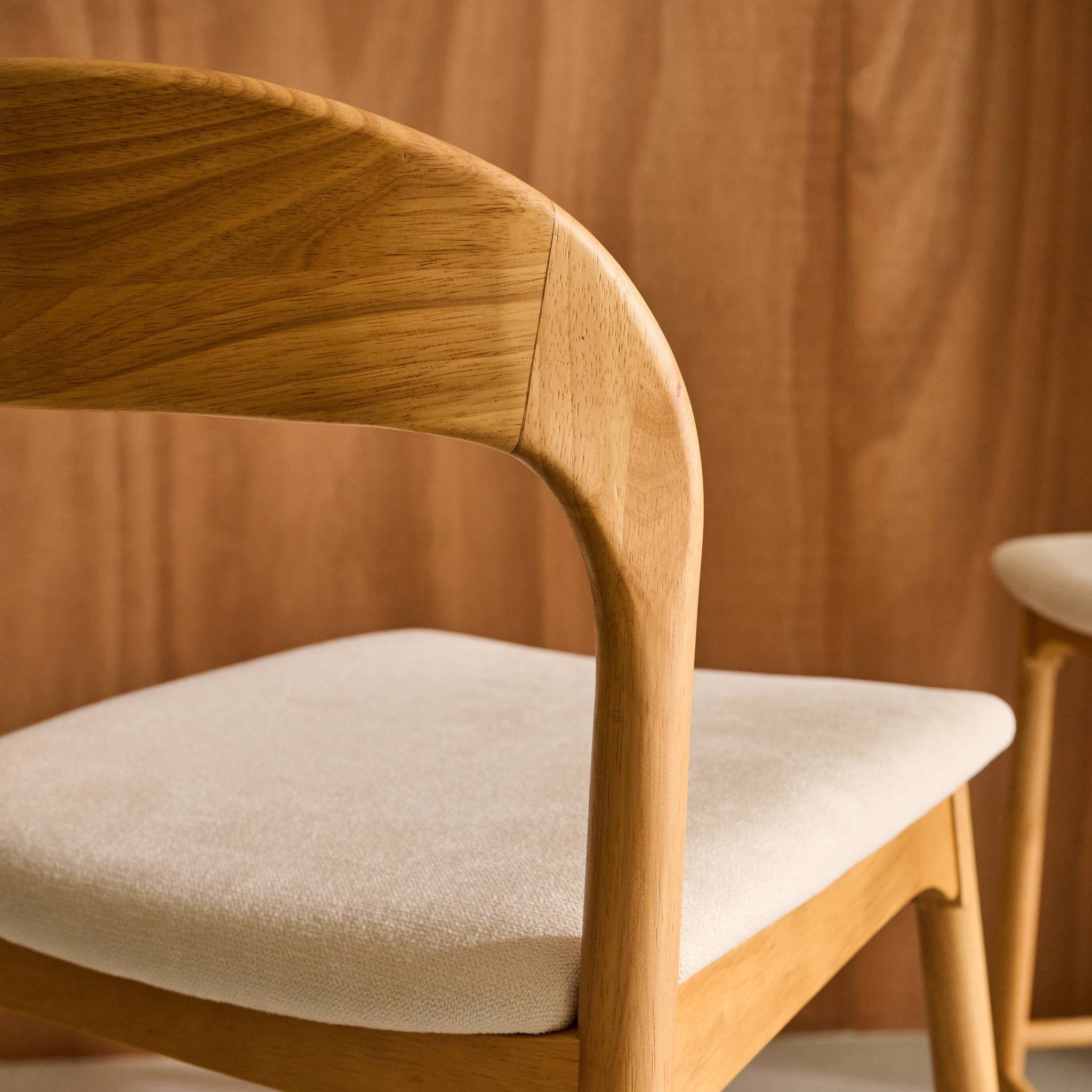 Tabouret de bar vintage bois d'hévéa et tissu 67,5cm (lot de 2) ATHENA
