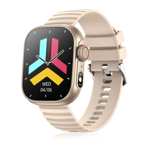 DAM Smartwatch ZW39 con notificaciones de Apps, llamadas Bluetooth. Monitor de tensión y oxígeno en sangre. 3,7x1,1x4,7 Cm. Color: Oro