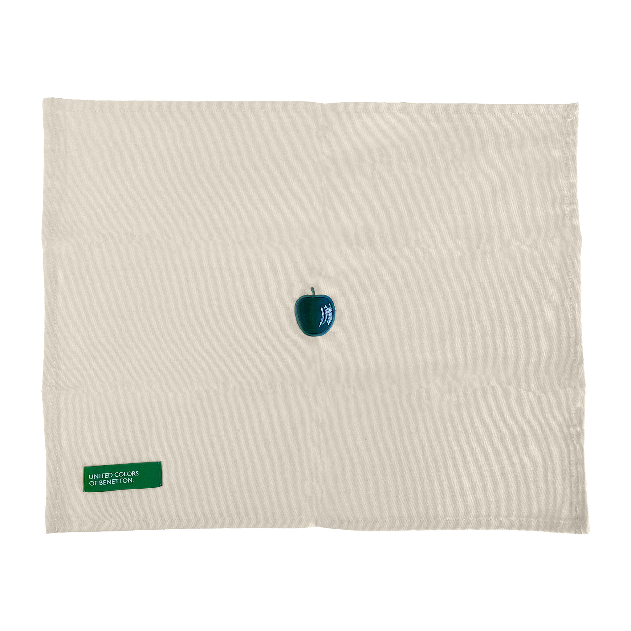 Juego de 4 manteles individuales 45x35cm 180gsm en algodón crema con manzana verde benetton