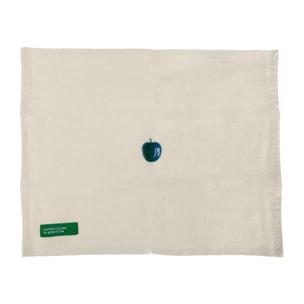 Juego de 4 manteles individuales 45x35cm 180gsm en algodón crema con manzana verde benetton