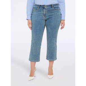 Fiorella Rubino - Jeans kick flare con strass effetto sfumato - Blu