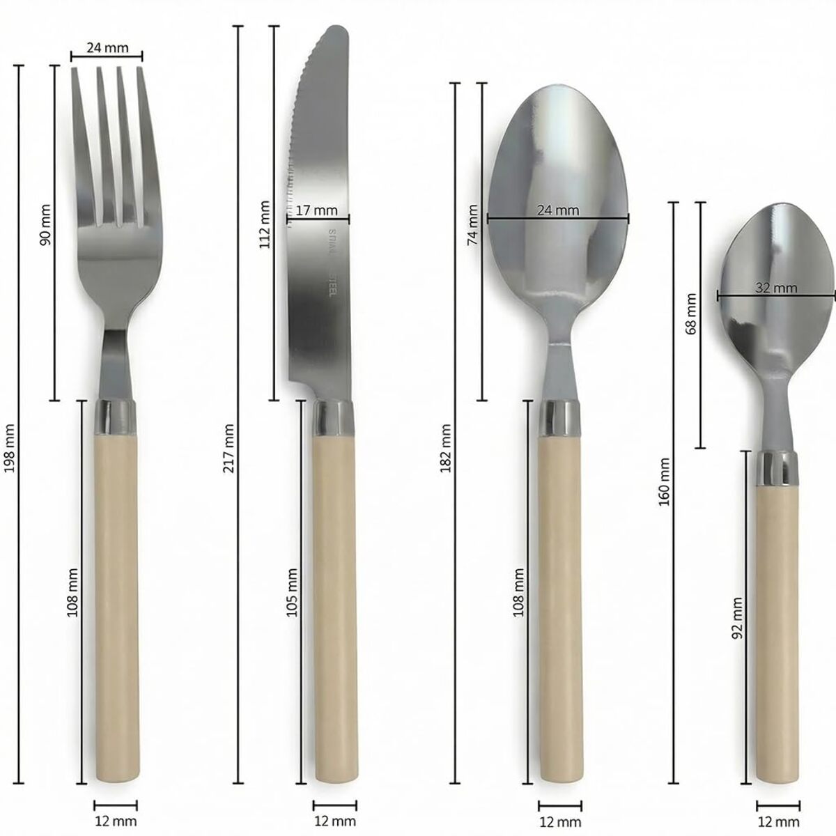 Set 24 Posate in Acciaio Inox 18/10, lavabile in lavastoviglie, design materico, Intrecci