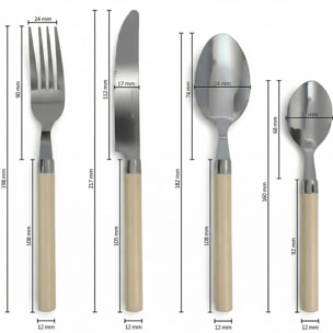 Set 24 Posate in Acciaio Inox 18/10, lavabile in lavastoviglie, design materico, Intrecci