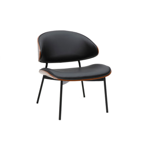 Fauteuil noir, bois foncé et métal noir FABULO