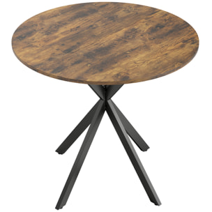Table ronde style industriel bois métal 2 pers. dia. 80 cm vieilli