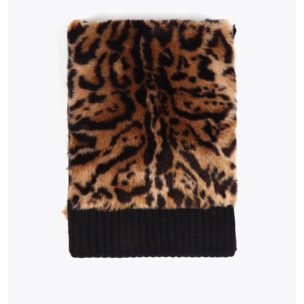 Sciarpa combinata in maglia e pelliccia sintetica