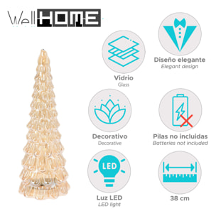 Árbol de navidad con decoración led ámbar y cable metálico - altura 38 cm