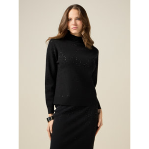 Oltre - Jersey de cuello alto con aplicaciones - Negro
