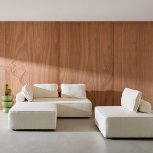 Ensemble chauffeuses pour canapé modulable 4 places bouclette crème - Bao