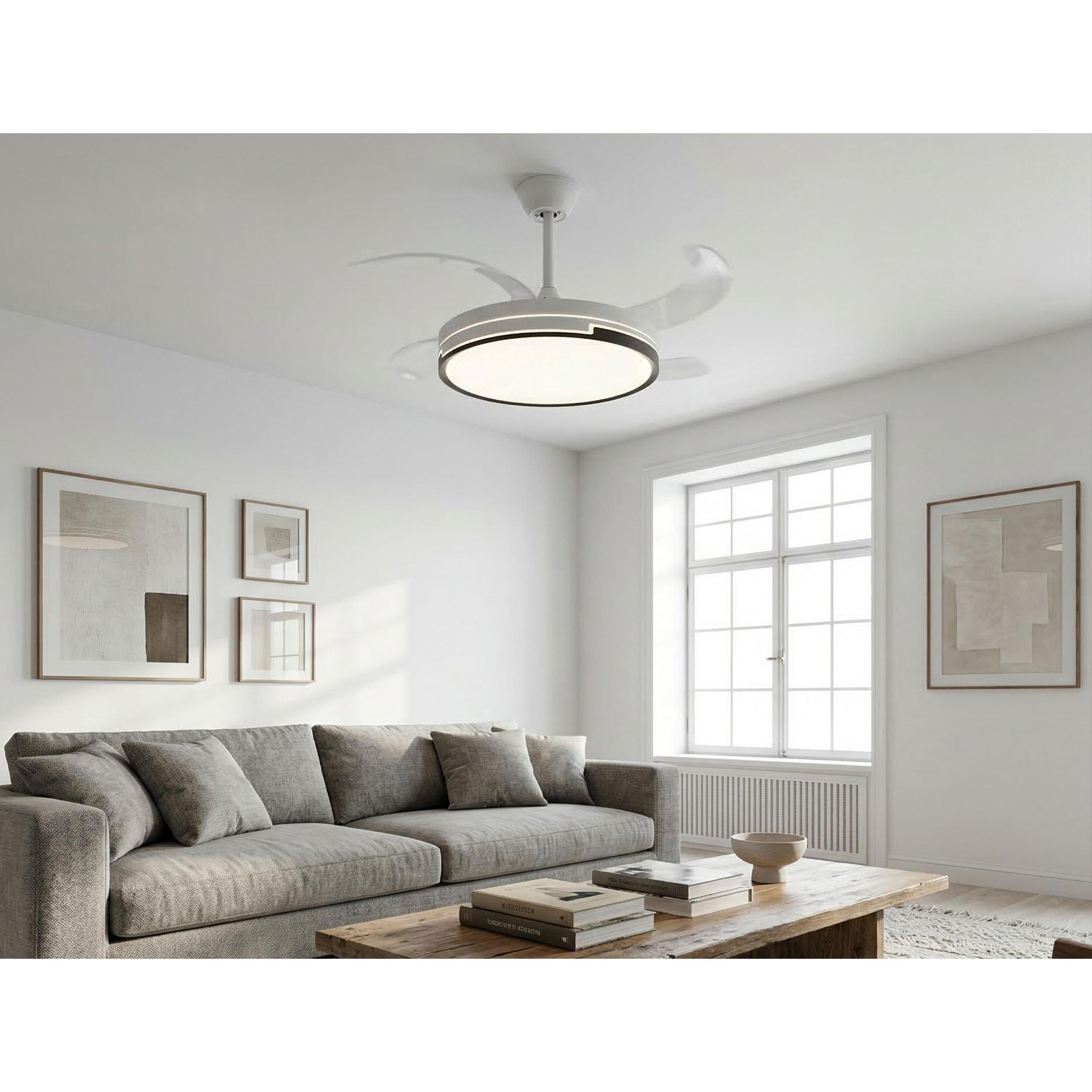 Ventilateur de plafond rétractable avec lumière LED et minuterie