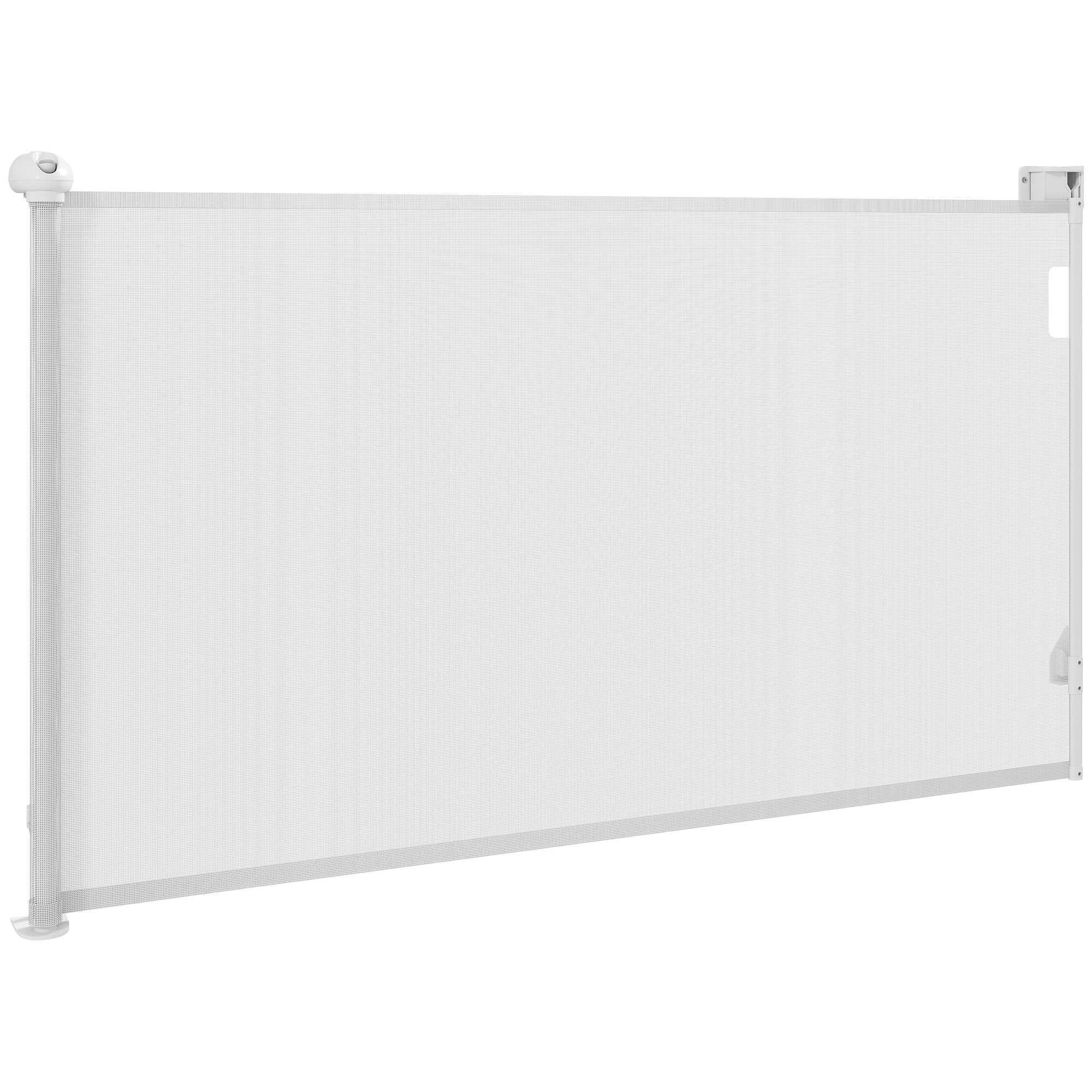 Barrière de sécurité chien rétractable 0-144 cm H.87 cm verrouillage auto alu PVC blanc
