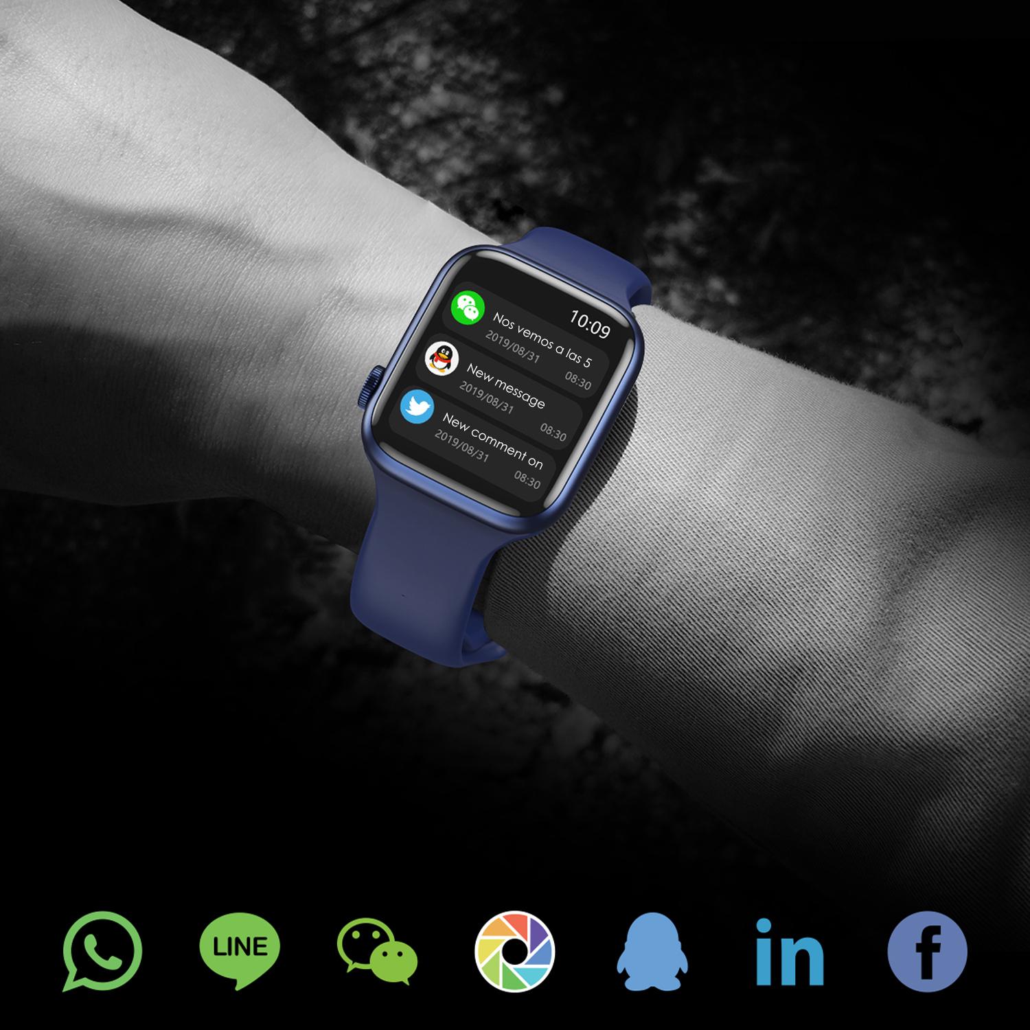 Smartwatch AW9 con corona multifunción. Termómetro, monitor cardiaco, oxígeno en sangre, llamadas bluetooth.