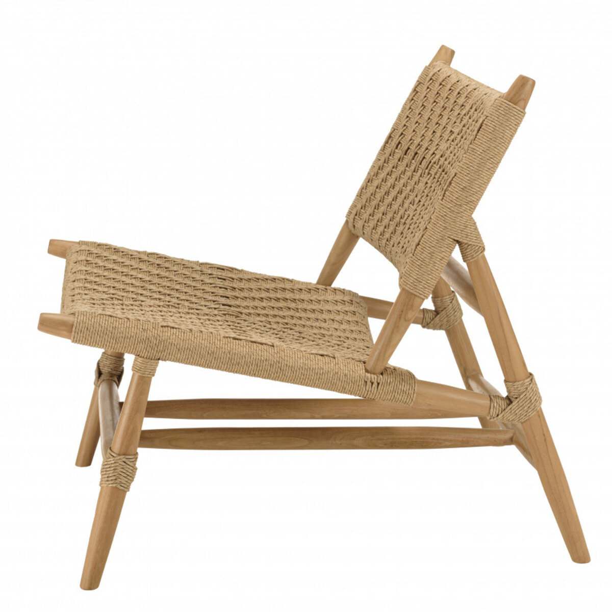 VALERIA - Lot de 2 fauteuils lounge jardin teck rotin synthétique relief