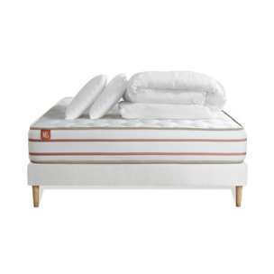 Pack matelas LE DOUX - Mémoire de forme - Ep. 24 + sommier kit Blanc