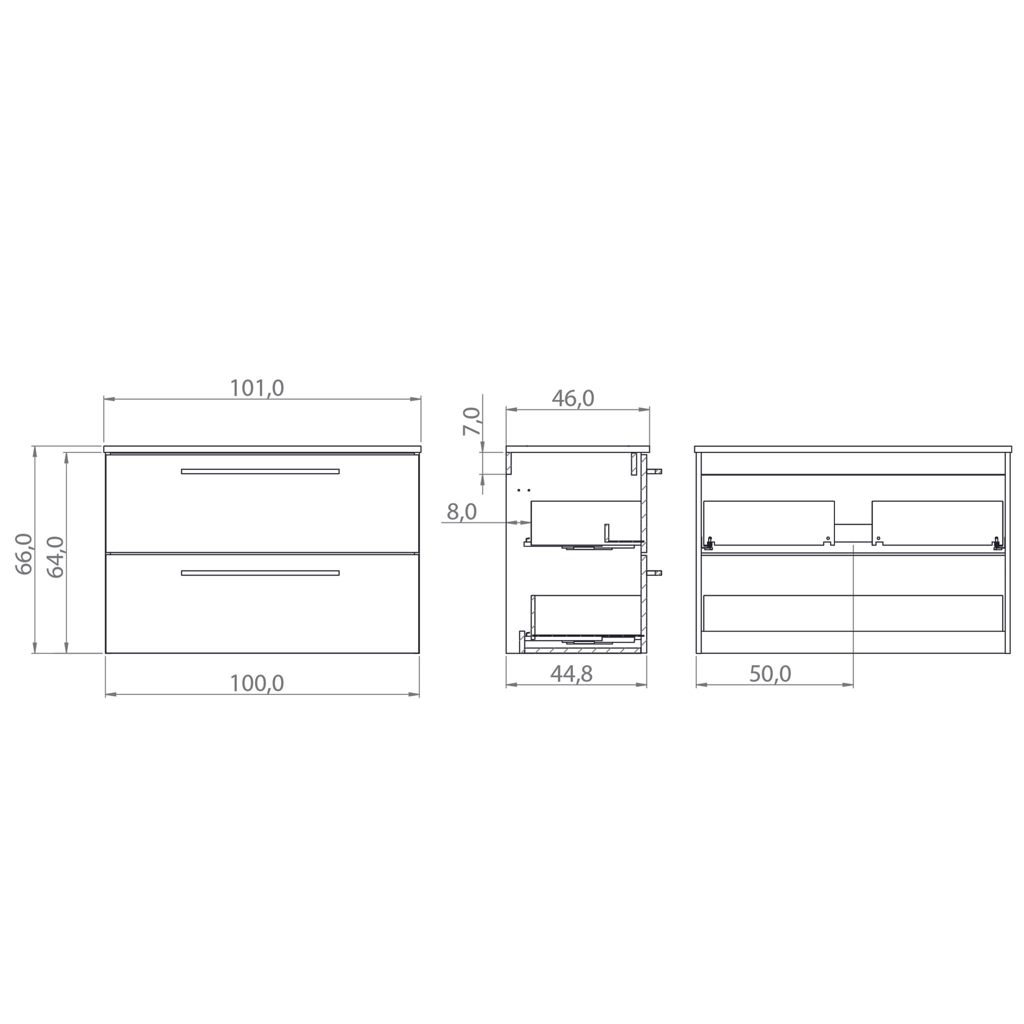 Conjunto de Baño Vex | 100 cm Gris| Dos Cajones | Lavabo Encastrado | No incluye Espejo | Mueble Montado | Alday