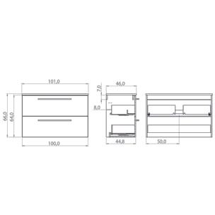 Conjunto de Baño Vex | 100 cm Gris| Dos Cajones | Lavabo Encastrado | No incluye Espejo | Mueble Montado | Alday