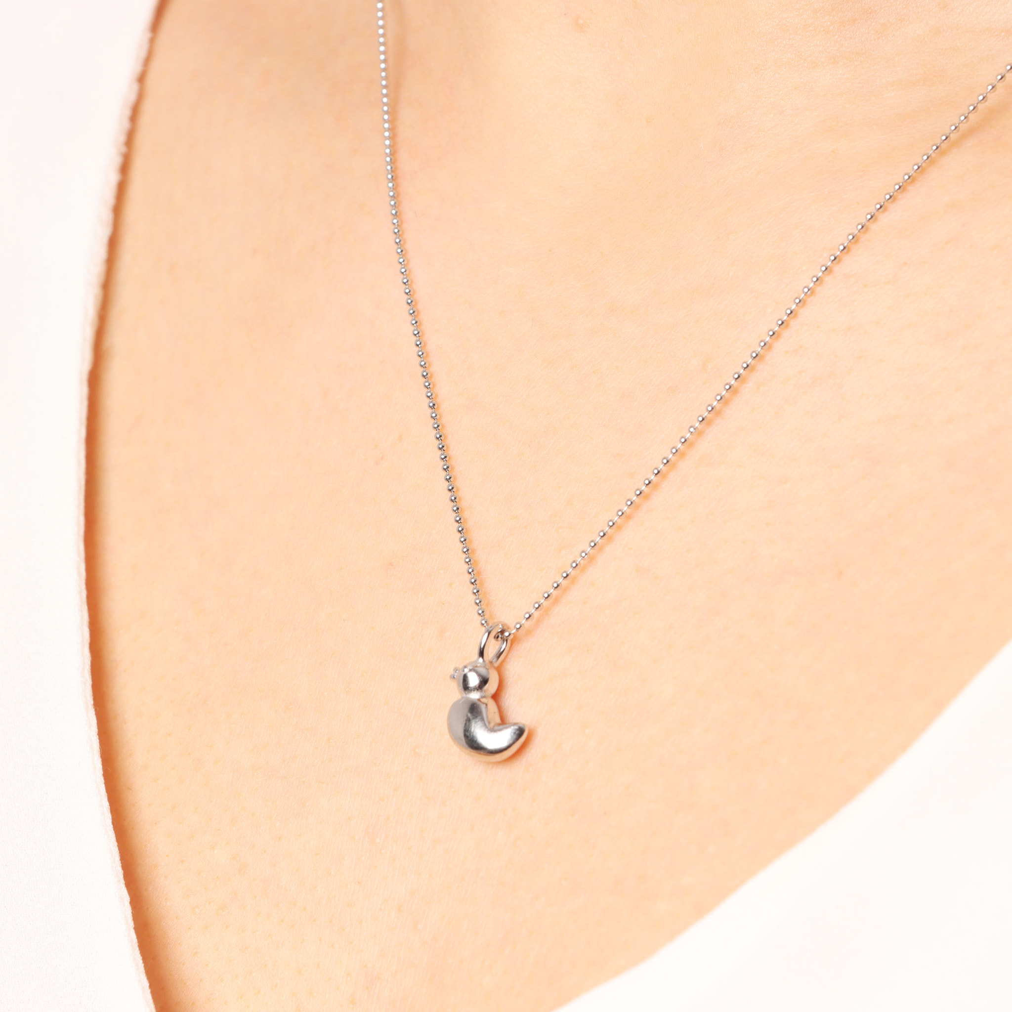 Collana a Palline in Argento 925 placcato Platino con Ciondolo Paperella