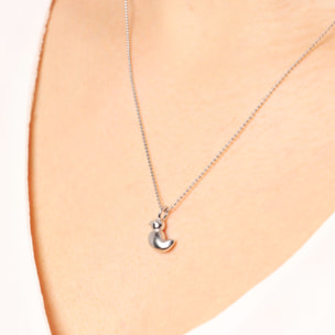 Collana a Palline in Argento 925 placcato Platino con Ciondolo Paperella