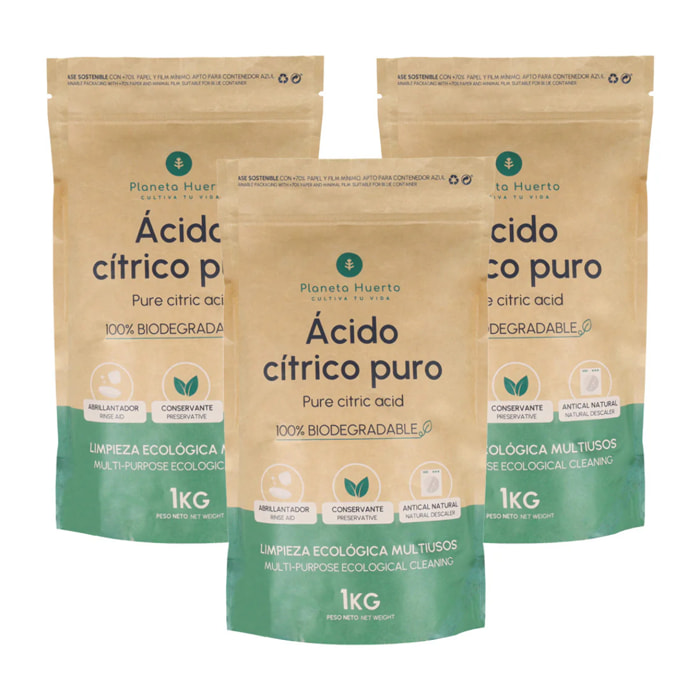 Pack 3x Ácido cítrico Planeta Huerto 1 Kg