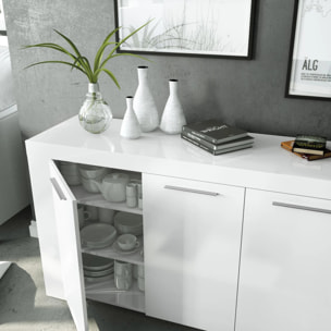 Aparador de 3 puertas con gran espacio de almacenamiento en blanco artik 144 cm Ambit Blanco Artik (Blanco Mate)