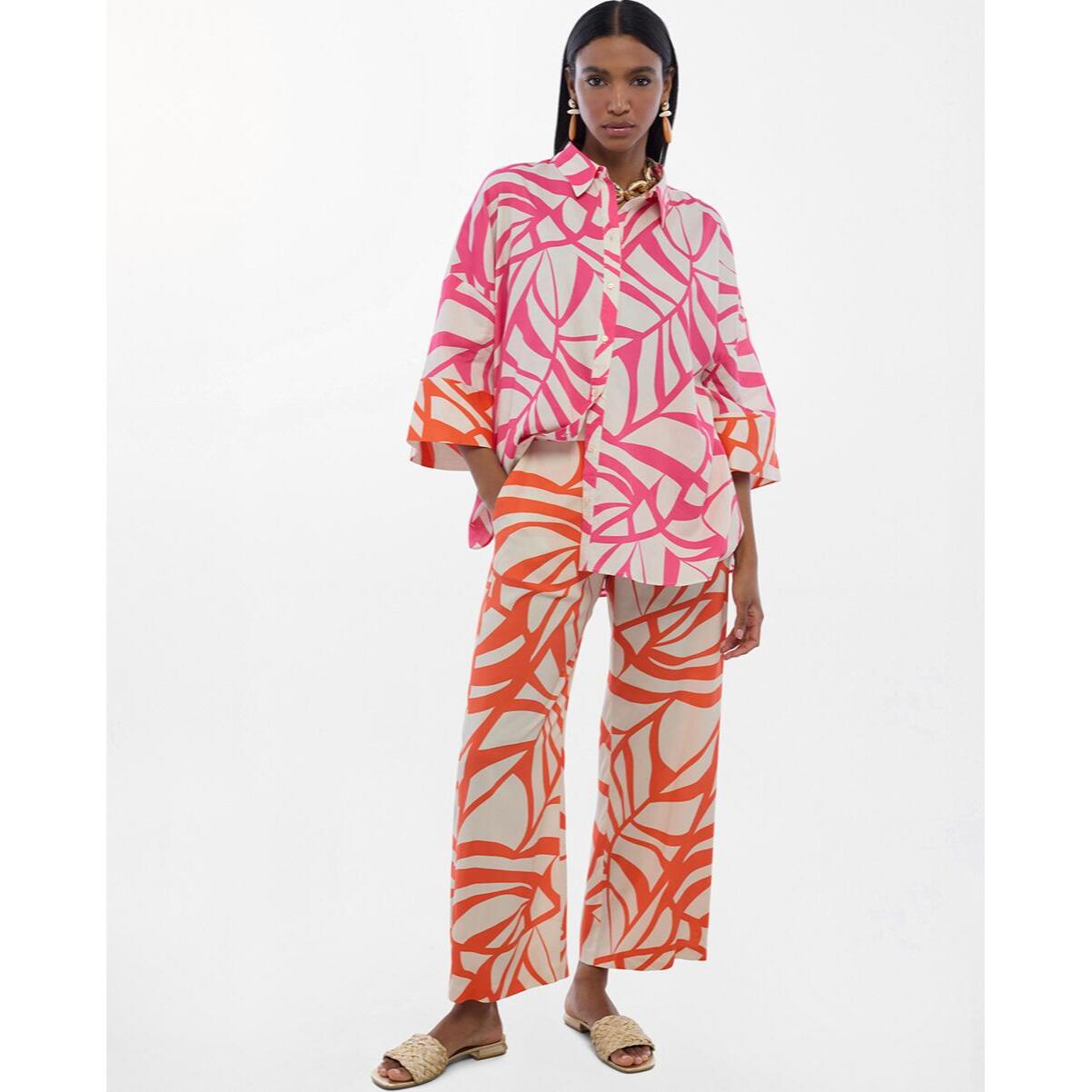 Culotte con stampa foglie