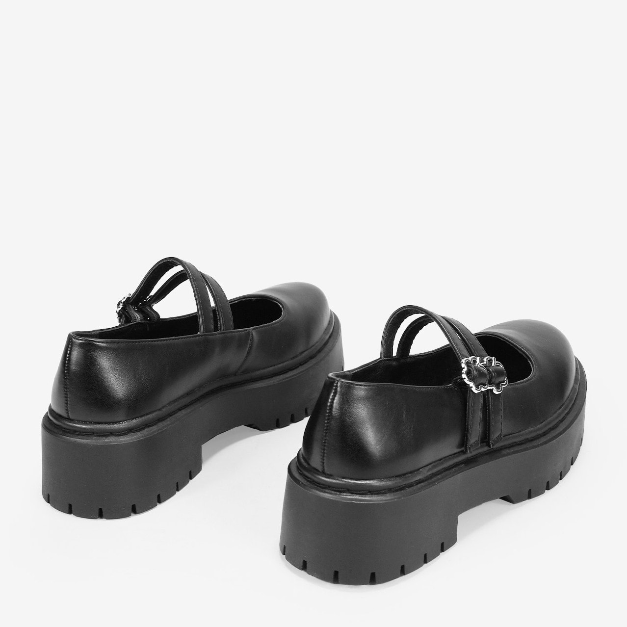 Bailarinas negras con doble tira y plataforma