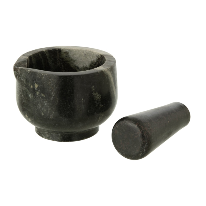 J-Line mortier + pilon Marbre - pierre - noir/gris