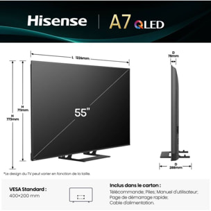 TV QLED HISENSE 55A7Q 2025-55 pouces (139cm)