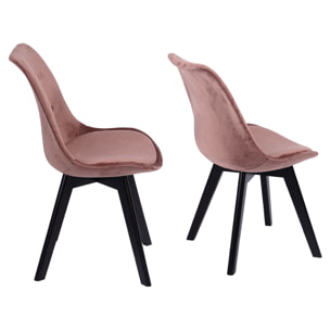 Lot de 2 chaises en velours NORA roses avec coussin