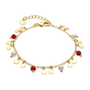 Pulsera de Coral acabada en oro amarillo de 18k