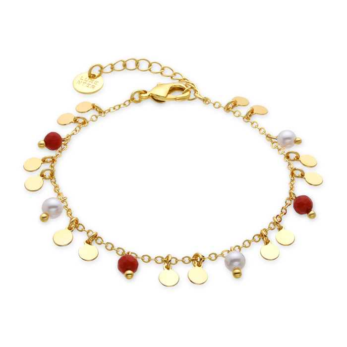 Pulsera de Coral acabada en oro amarillo de 18k