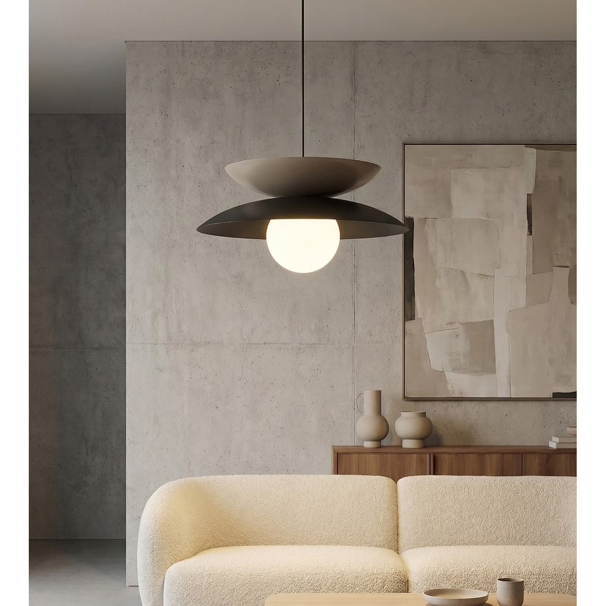 Lampada a sospensione Nagoya in acciaio nero e vetro