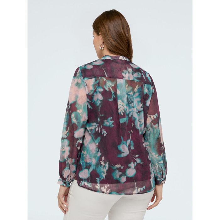 Fiorella Rubino - Blusa stampa floreale in creponne - Bordeaux