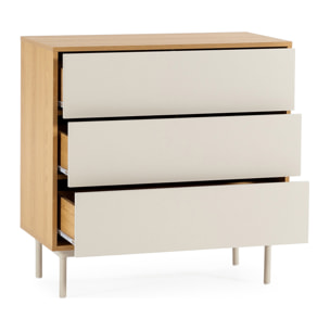 Cómoda de noche Cuzco 3 cajones color Roble/Gris