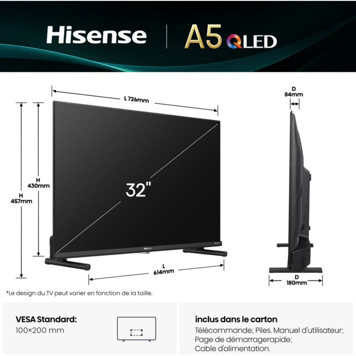 TV LED HISENSE 32A5Q 2025