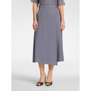 Elena Mirò - Falda midi asimétrica de lyocell - Gris