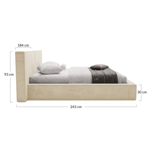 Eros - lit coffre - 140x200 cm - sommier inclus - en velours - Noir