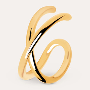 Pendiente Suelto Ear Cuff Cross Plata Baño Oro