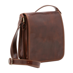 Borsa a tracolla uomo in vera pelle - Modello False - Made in Italy - 23.0 x 20.0 x 9.0 cm