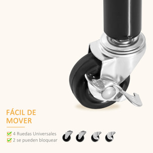 Perchero Colgador 150x60x170 cm Organizador Armarios con Ruedas Hierro