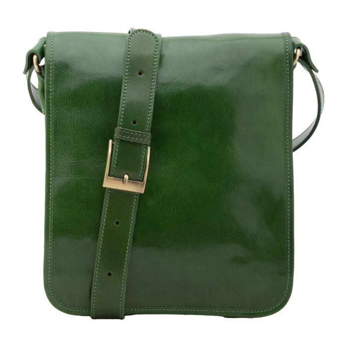 Borsa a tracolla uomo in vera pelle - Modello False - Made in Italy - 29.0 x 24.0 x 9.0 cm