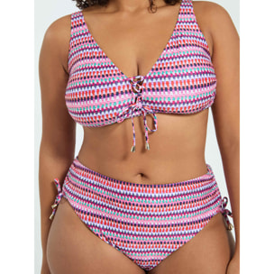 Fiorella Rubino - Bikini due pezzi con stampa multicolor e laccetti - Rosa