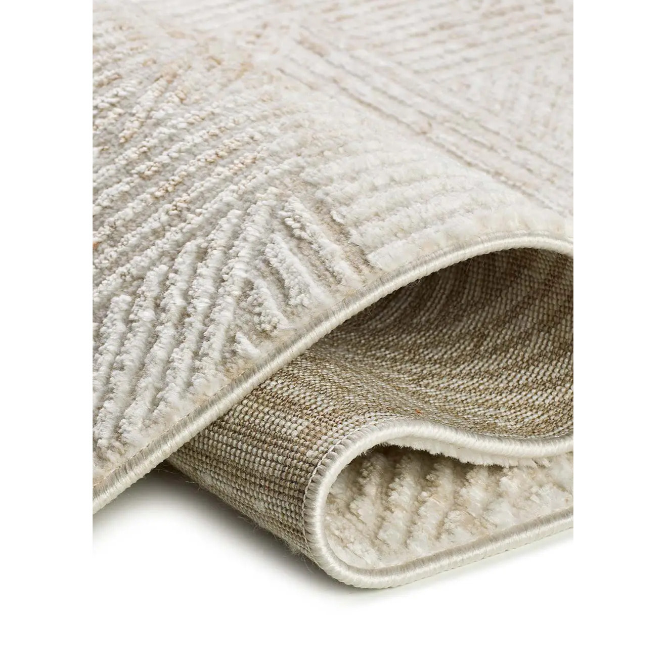 KEOPS Alfombra geométrica con relieve beige/caldera, varias medidas disponibles.