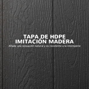 Mesa Plegable de Jardín Rectangular Portátil 180x75,5x73 cm Mesa Jardín Exterior de Acero y HDPE con Asa de Transporte para 6 Personas Carga 100 kg Gris Oscuro