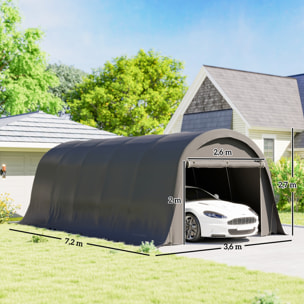 Carport porte roulante PE et acier galvanisé gris foncé