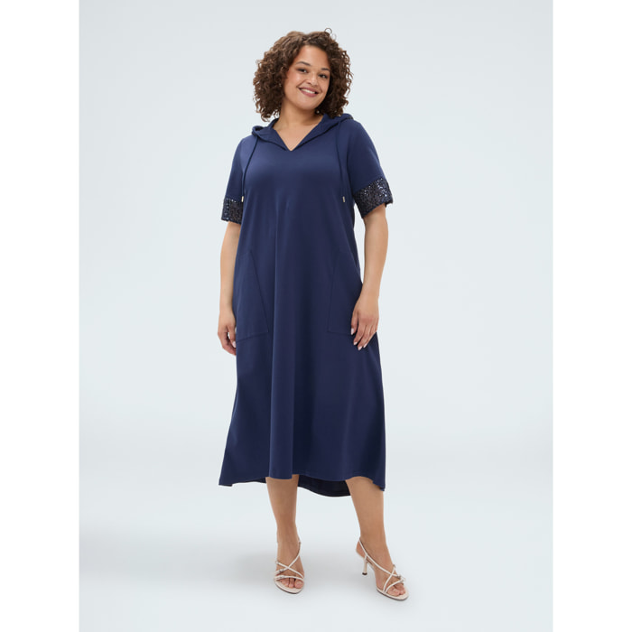 Fiorella Rubino - Vestito over in jersey con paillettes - Blu